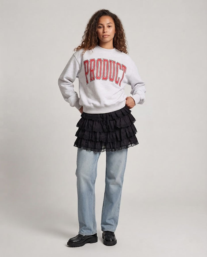 Damen College-Sweatshirt mit übergroßem Collegiate-Print und weichem Fleece Drune