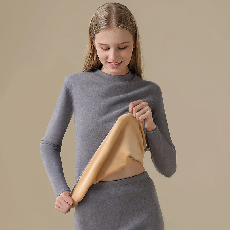 Thermo-Unterwäsche-Set für Paare, wärmend, Rundhalsausschnitt