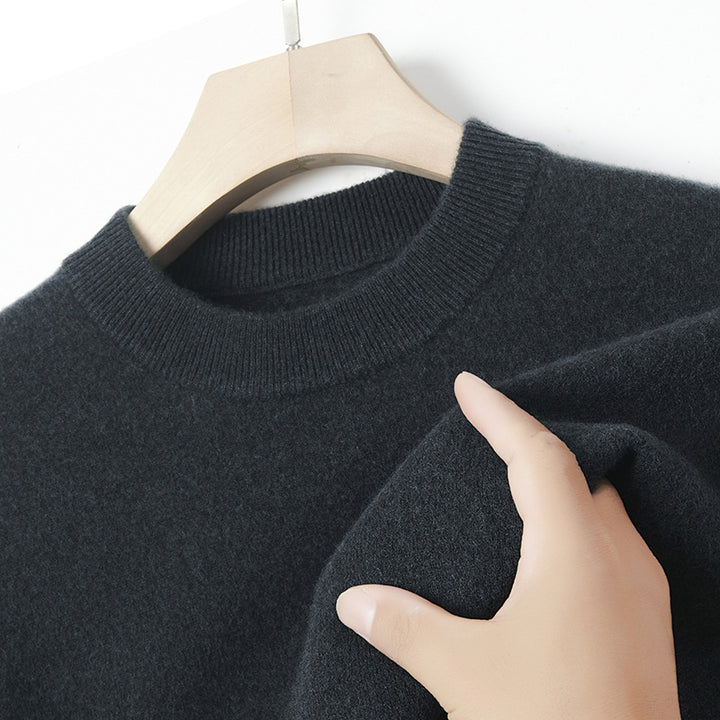 Herren-Kaschmirpullover, Rundhals, einfarbig