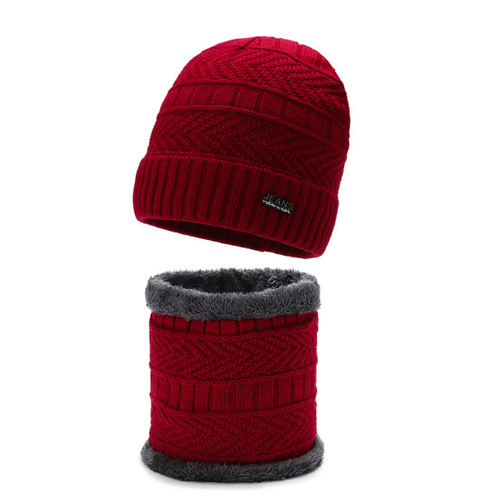 Winter-Strickmütze mit Nackenschutz, 2-teiliges Set