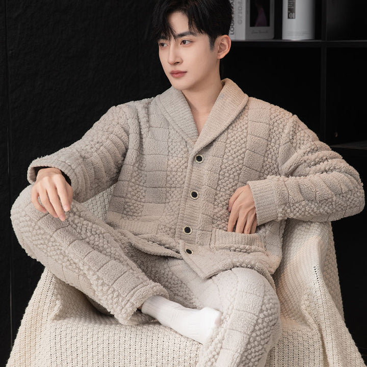 Herren-Pyjama-Set, Flanell, warm und atmungsaktiv