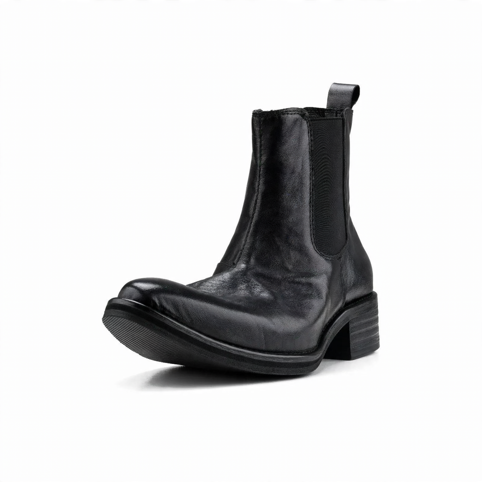 Elegante Herren-Lederstiefel mit Keilabsatz