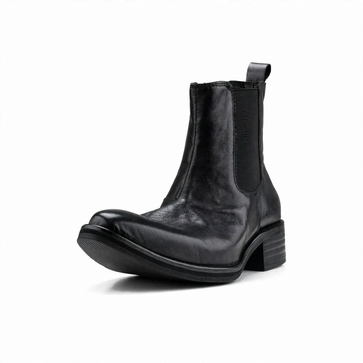 Elegante Herren-Lederstiefel mit Keilabsatz