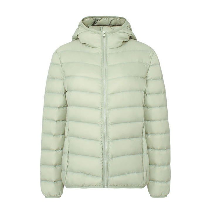 Leichte Damen-Daunenjacke mit Kapuze, wasserabweisend