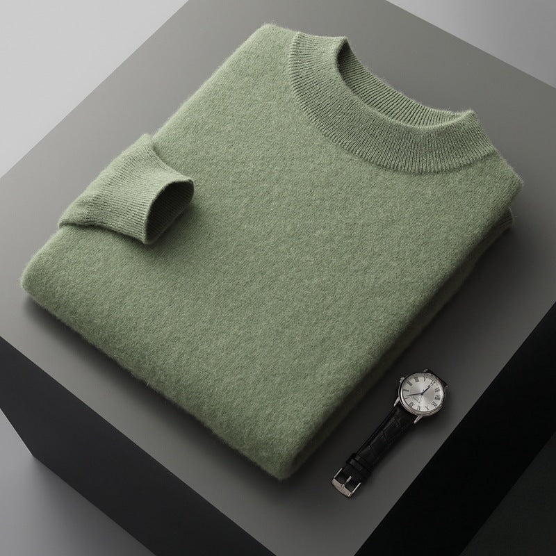 Herren-Kaschmirpullover, Stehkragen, reine Wolle