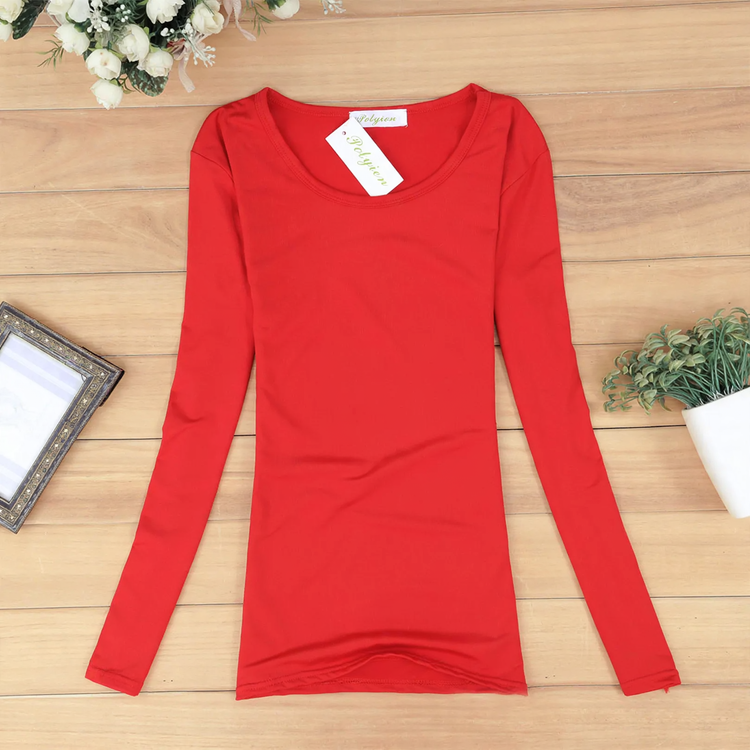 Damen Langarm-T-Shirt, einfarbig