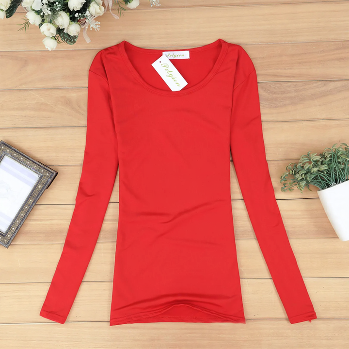 Damen Langarm-T-Shirt, einfarbig