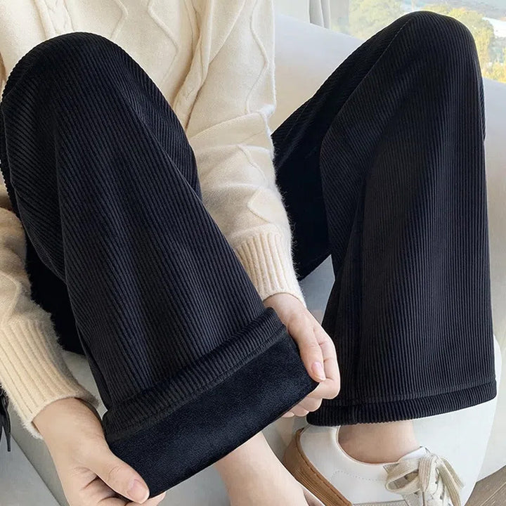 Kord-Hose mit weitem Bein, hoch tailliert, Herbst/Winter