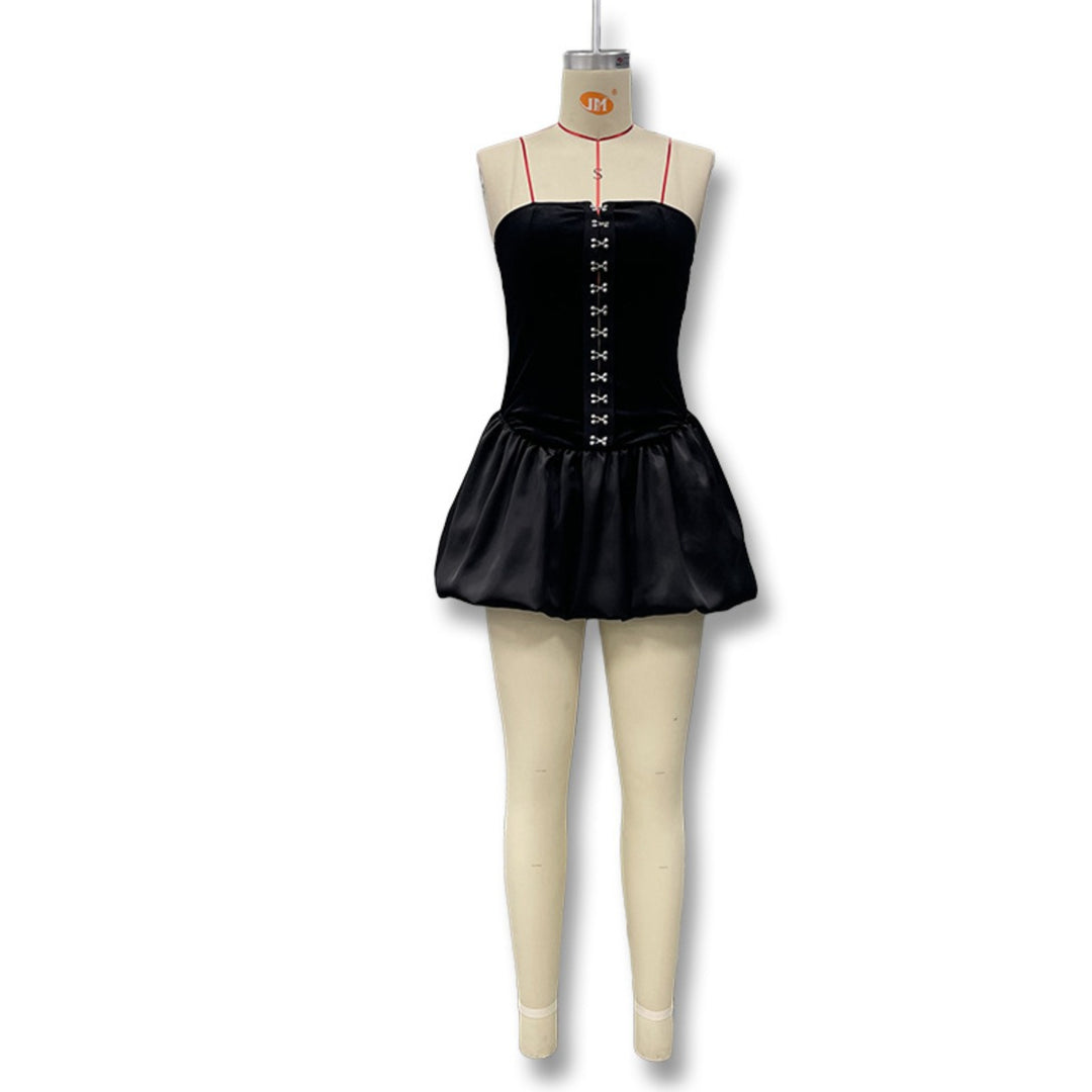 Drune | Kontrastierende Farbe einreihig Tube Top Kleid Kleid