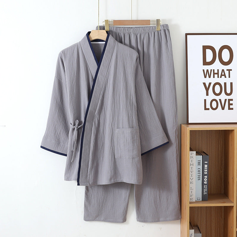 Herren-Hausanzug im Kimono-Stil, Baumwolle, leicht