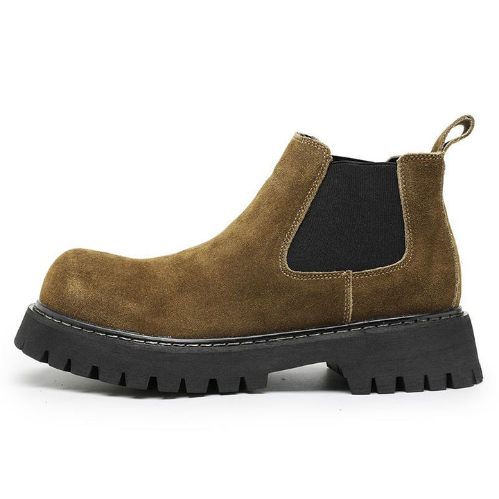 Herren-Chelsea-Stiefel aus Wildleder-Optik, flacher Absatz