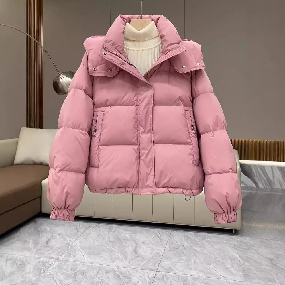 Damen-Steppjacke, kurz, mit Kapuze, große Größen