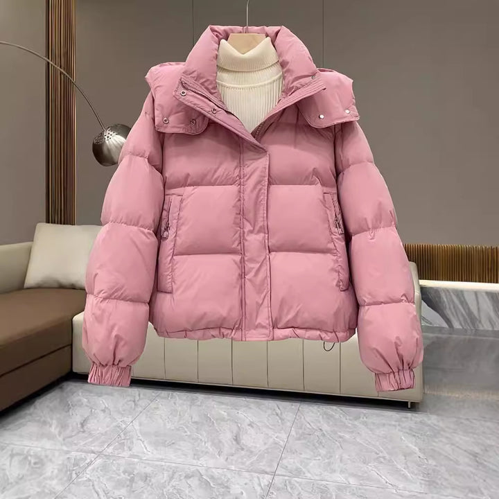 Damen-Steppjacke, kurz, mit Kapuze, große Größen