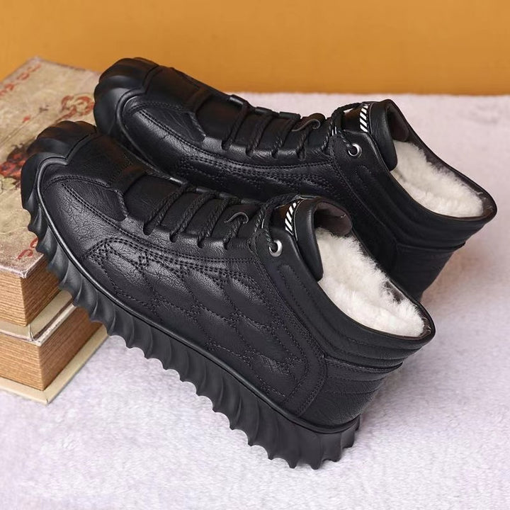 Gefütterte Herren-Stiefeletten, Kunstleder, warm, lässig