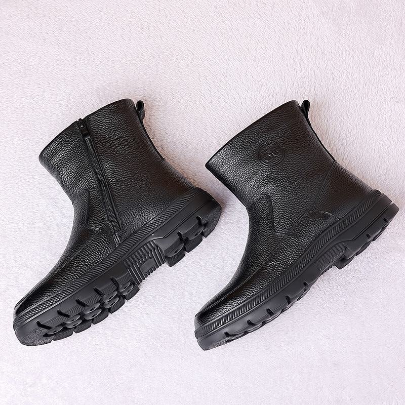 Herren-Winterstiefel aus Echtleder, Lammfellfutter