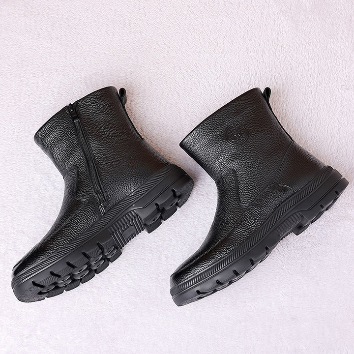Herren-Winterstiefel aus Echtleder, Lammfellfutter