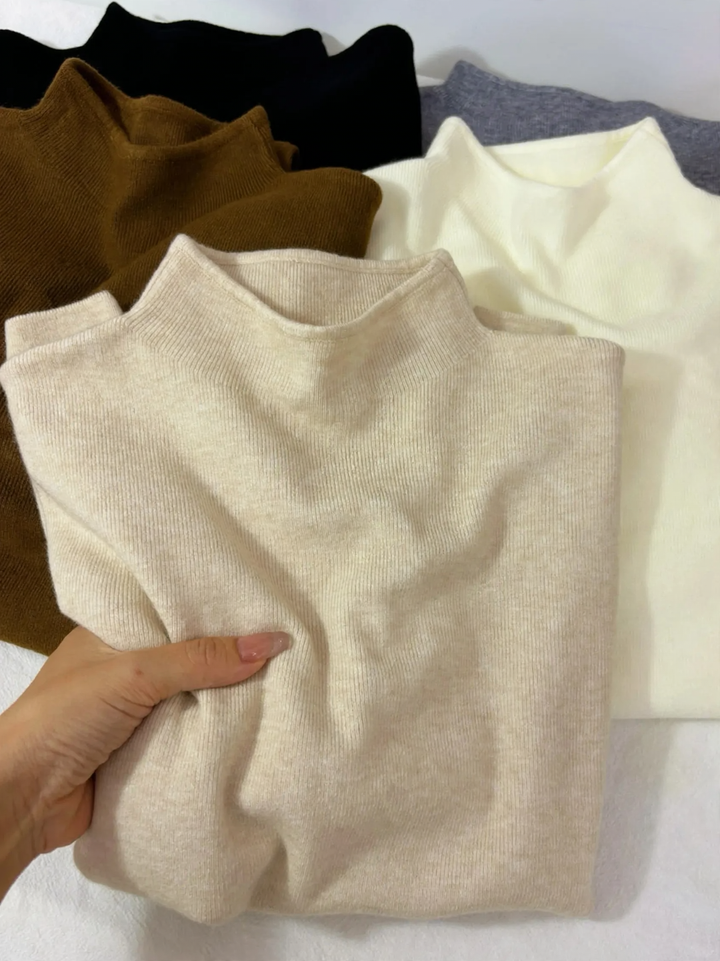 Damen-Strickpullover mit kleinem Stehkragen