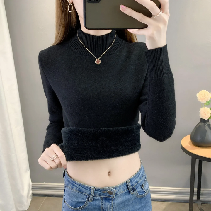Gefütterter Damen-Strickpullover für den Winter