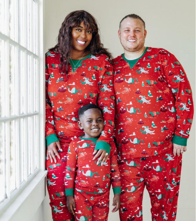 Familien-Schlafanzug-Set, Weihnachtsmotiv, langärmelig