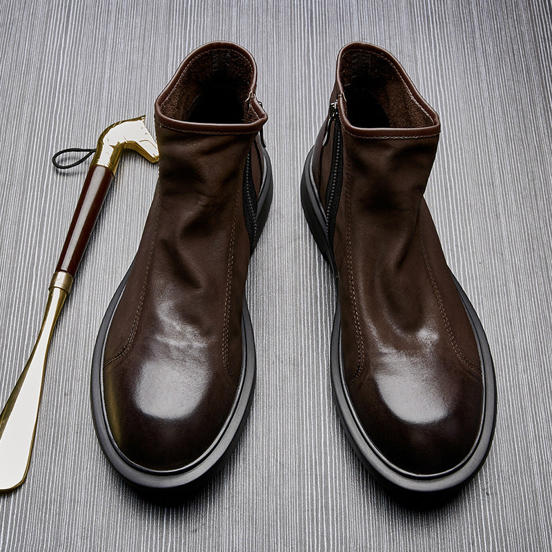 Herren Chelsea-Stiefel aus Rindsleder, flacher Absatz