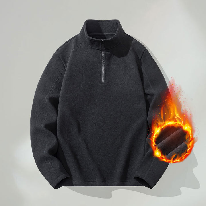 Herren-Sweatshirt mit Stehkragen, Reißverschluss und Futter