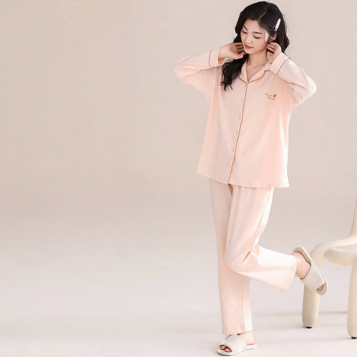 Damen-Pyjama-Set aus Baumwolle mit integrierten Pads
