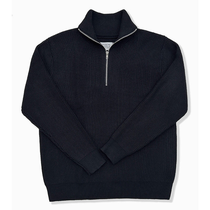 Unisex Strickpullover, Halbreißverschluss, Wollmischung