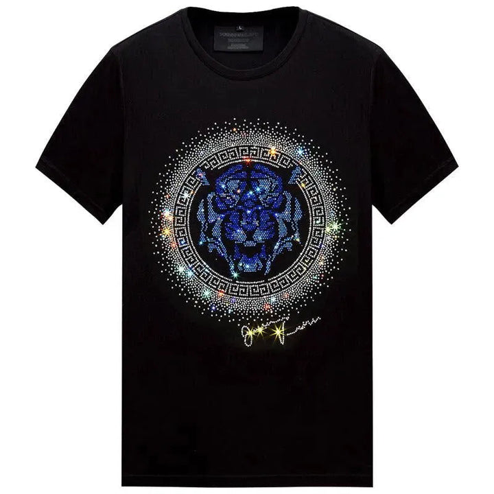 Drune | Herren T-Shirt mit Tigerkopf und Strass