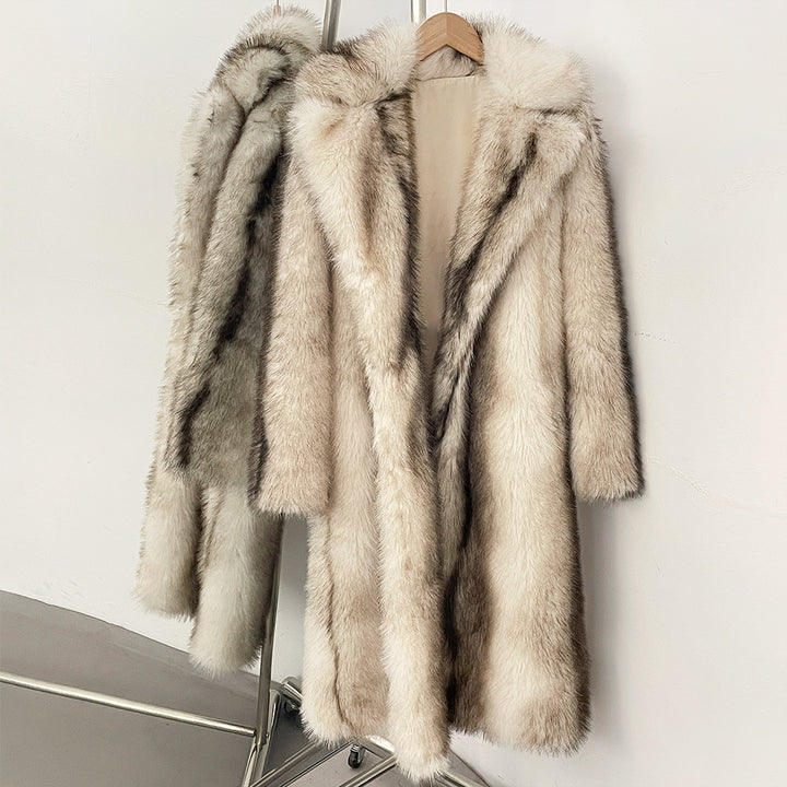 Eleganter Kunstfellmantel mit Reverskragen