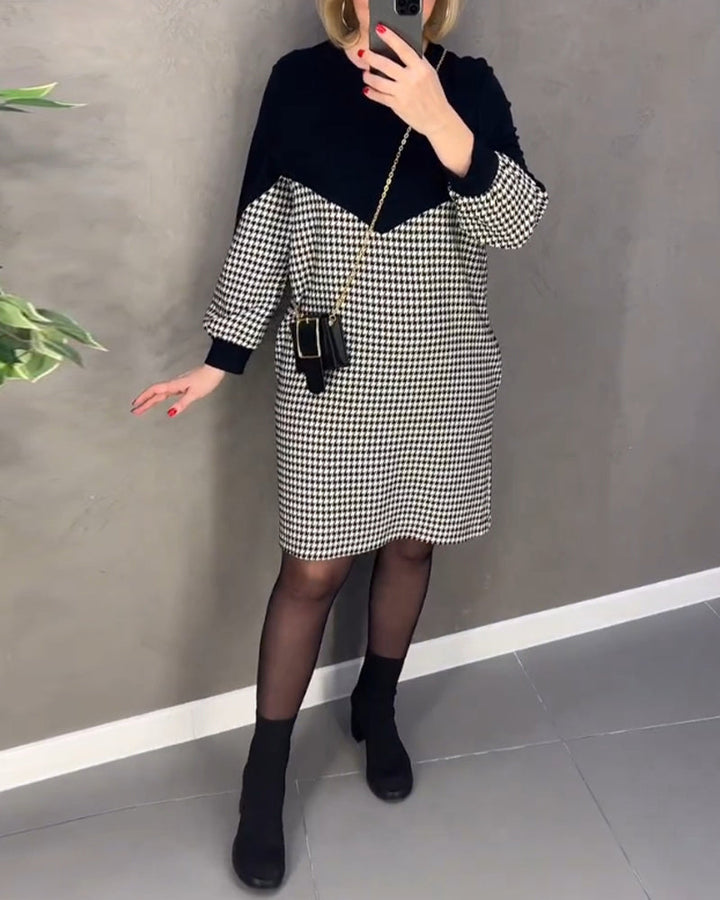 Drune | Farbblockkleid mit Karomuster