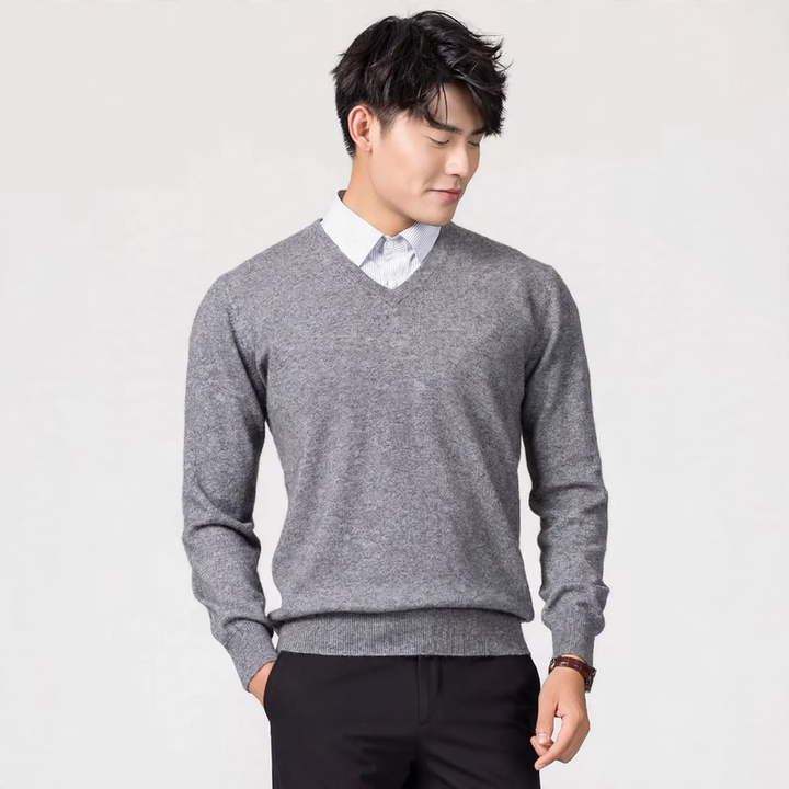 Herren-Strickpullover mit V-Ausschnitt
