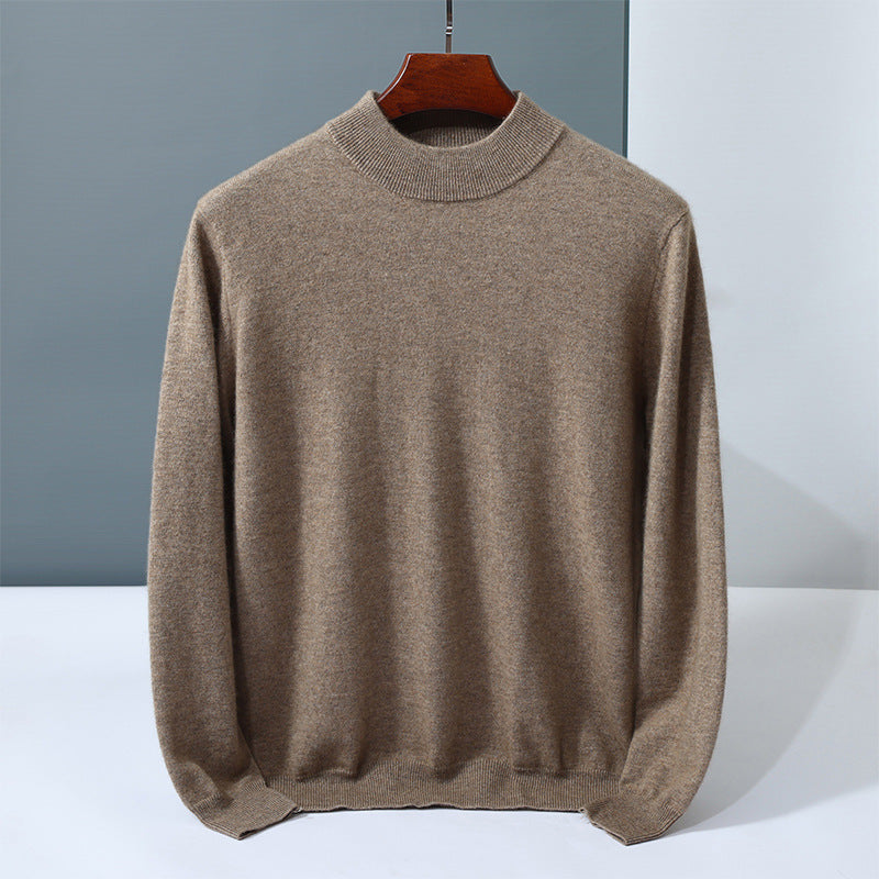 Herren-Kaschmirpullover, Stehkragen, einfarbig