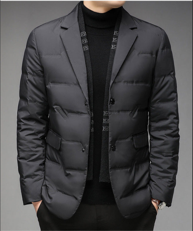 Herren-Daunenjacke im Sakko-Stil mit abnehmbarem Kragen