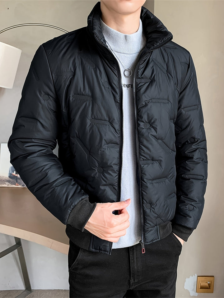 Drune |  Schwarze Baumwoll Winddichte Und Warme Langärmelige Winterjacke Für Herren - Perfekt für kalte Tage