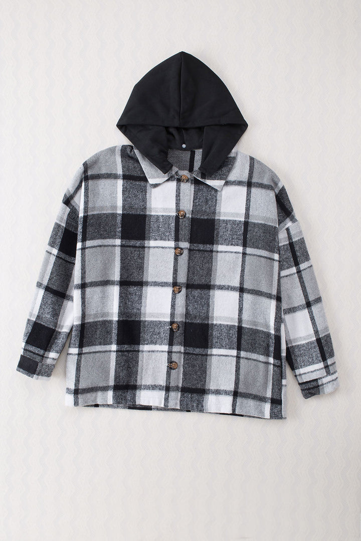 Drune | Gitterhemdenjacke mit Kapuze Polyester Lässig und Trendy