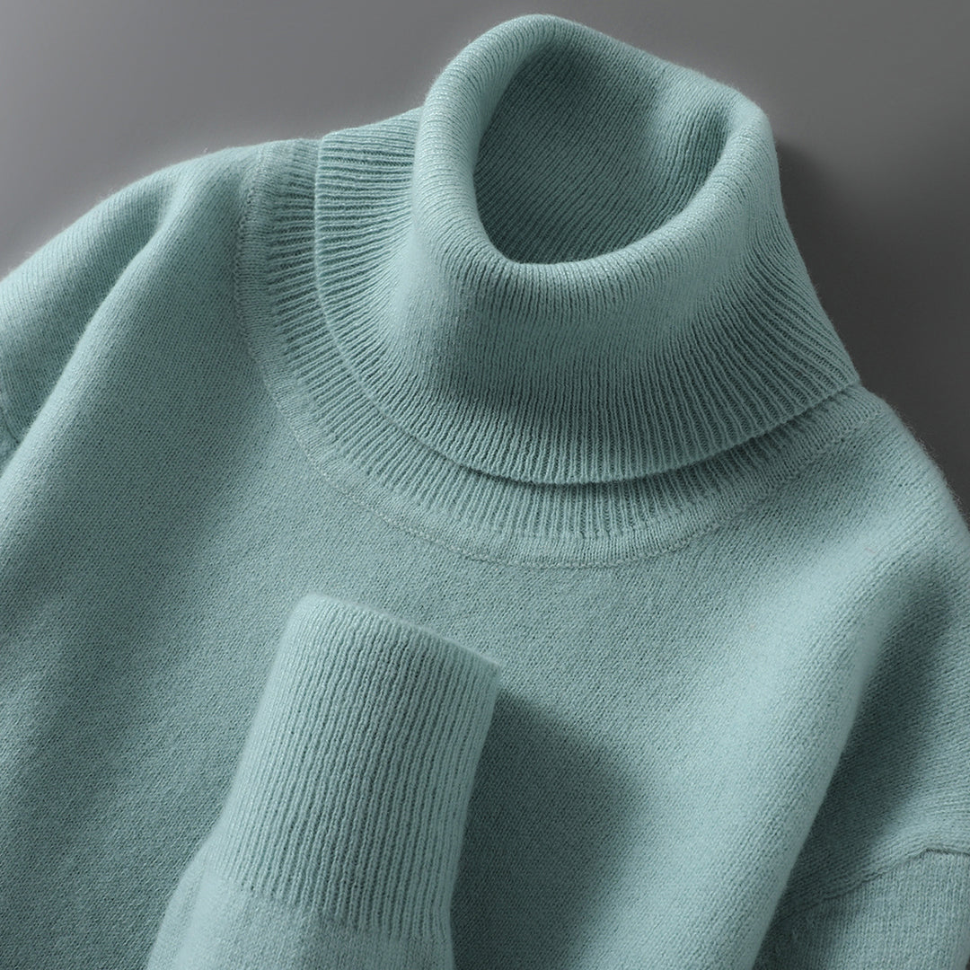 Herren-Wollpullover, 100% Wolle, Stehkragen, Business-Stil