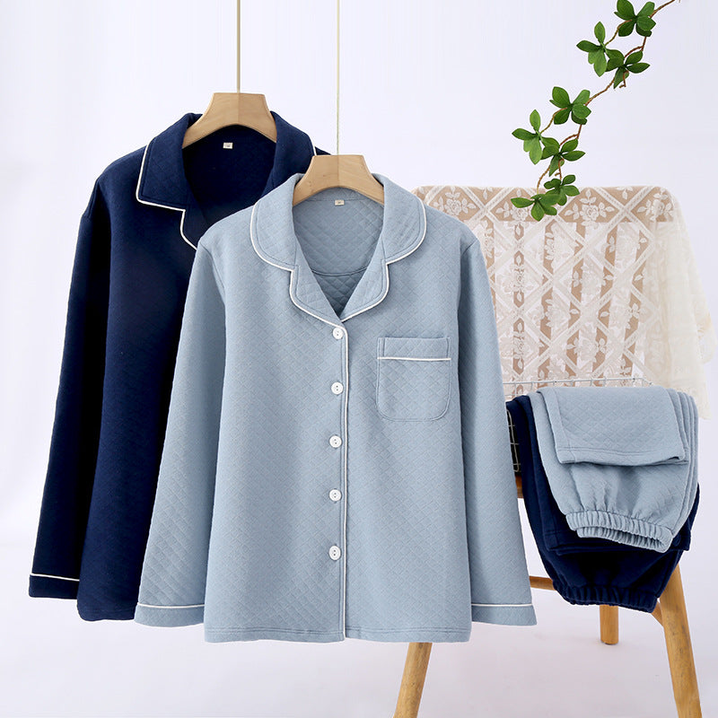 Paar-Pyjama-Set, Baumwolle, dreilagig gesteppt, warm