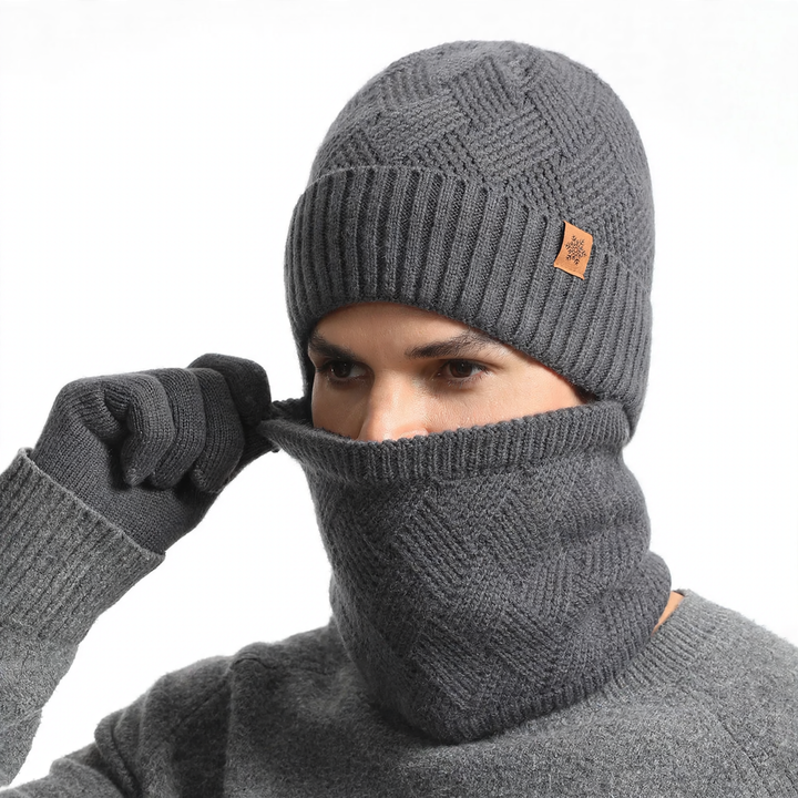 Winter-Set: Strickmütze, Schal und Handschuhe