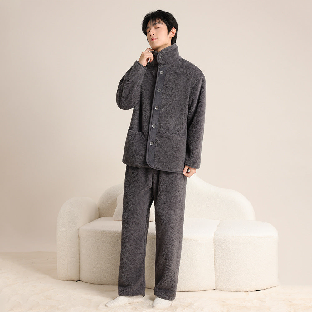 Damen-Schlafanzug aus Korallenfleece mit Revers