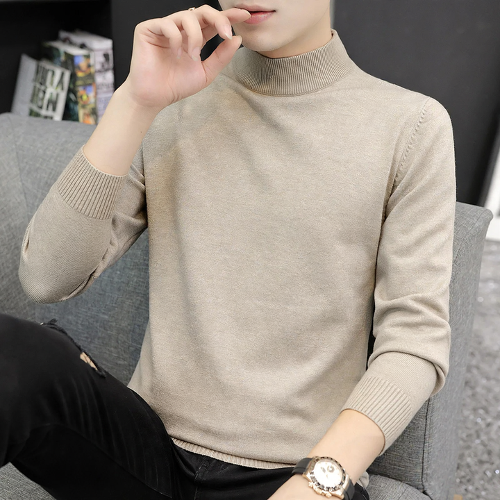 Herren-Strickpullover mit halbem Kragen, wärmeisolierend