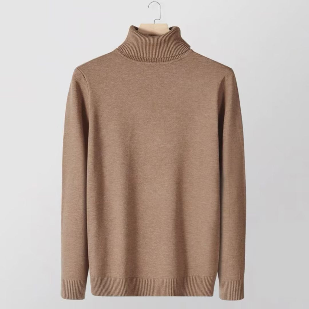 Herren-Strickpullover mit hohem Kragen, körpernah