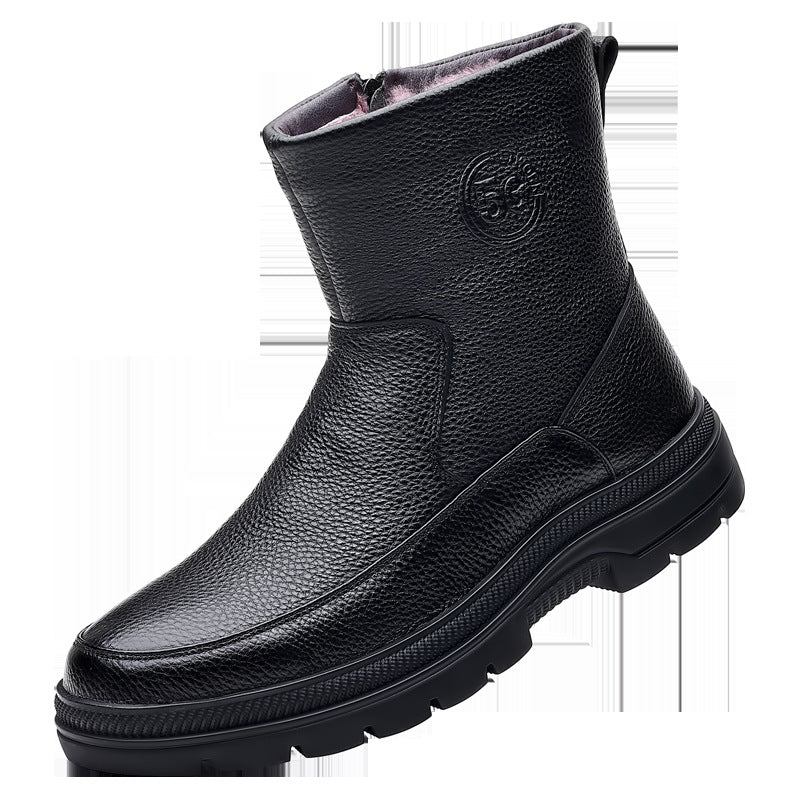 Herren-Winterstiefel aus Echtleder, Lammfellfutter