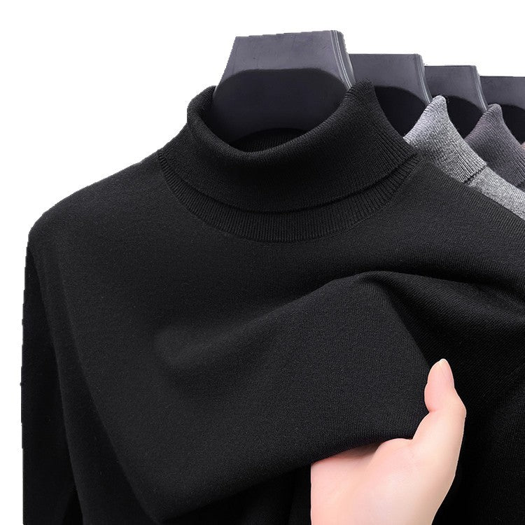 Herren-Pullover aus Seide und Schafwolle, Stehkragen