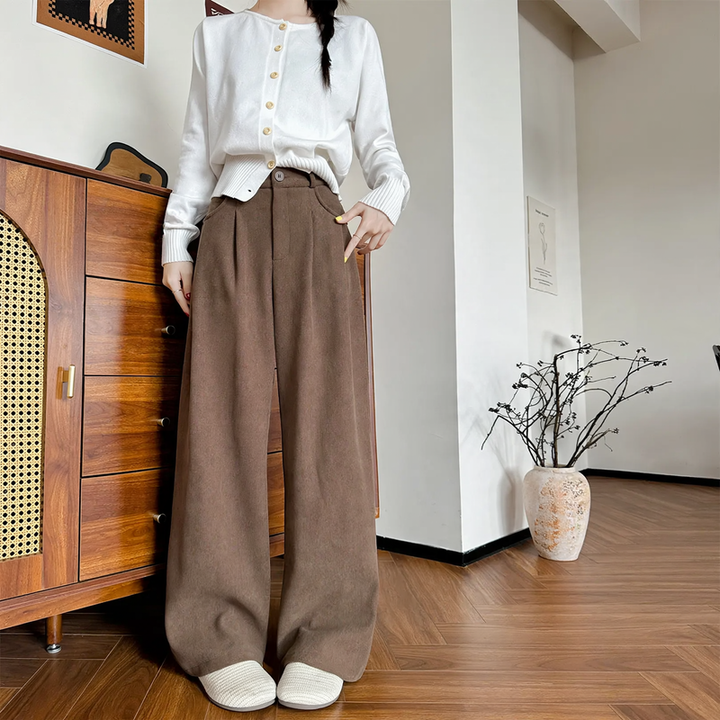 Damen-Cordhose mit weitem Bein und geradem Schnitt