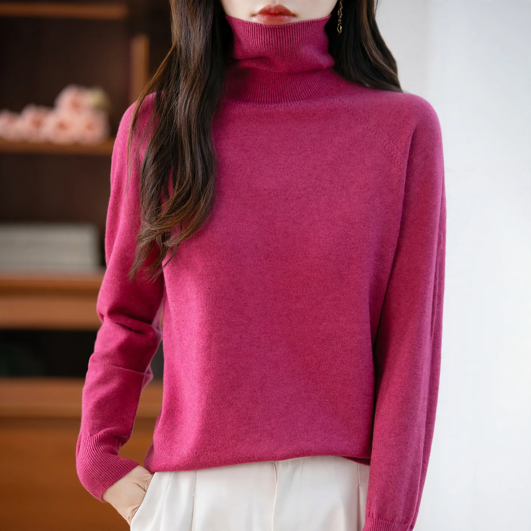 Damen-Strickpullover mit hohem Kragen, locker
