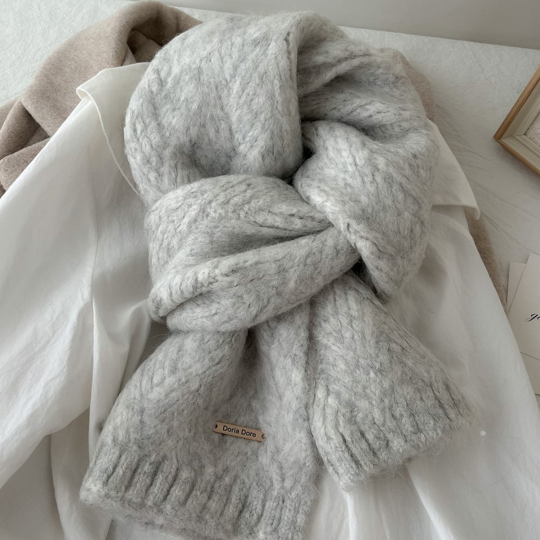 Einfarbiger Alpakawoll-Mischgewebe Strickschal, 22x162 cm