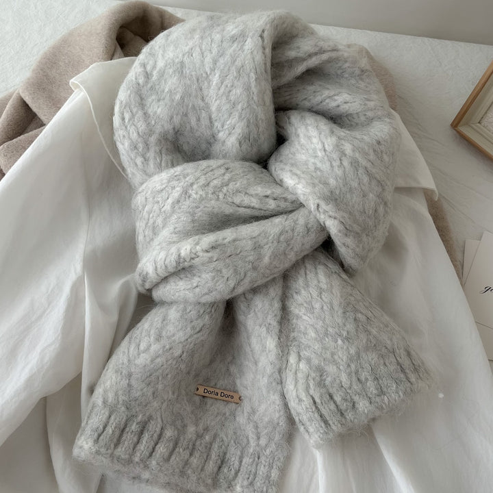 Einfarbiger Alpakawoll-Mischgewebe Strickschal, 22x162 cm