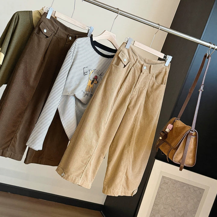 Damen-Cordhose, 7/8-Länge, weites Bein