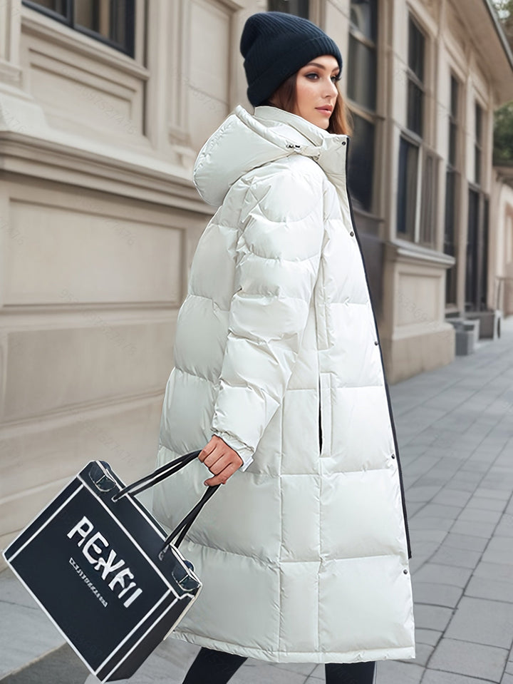 Drune | Stylischer Puffer langer Wintermantel mit Kapuze und Polsterung perfekt für Outdoor-Aktivitäten