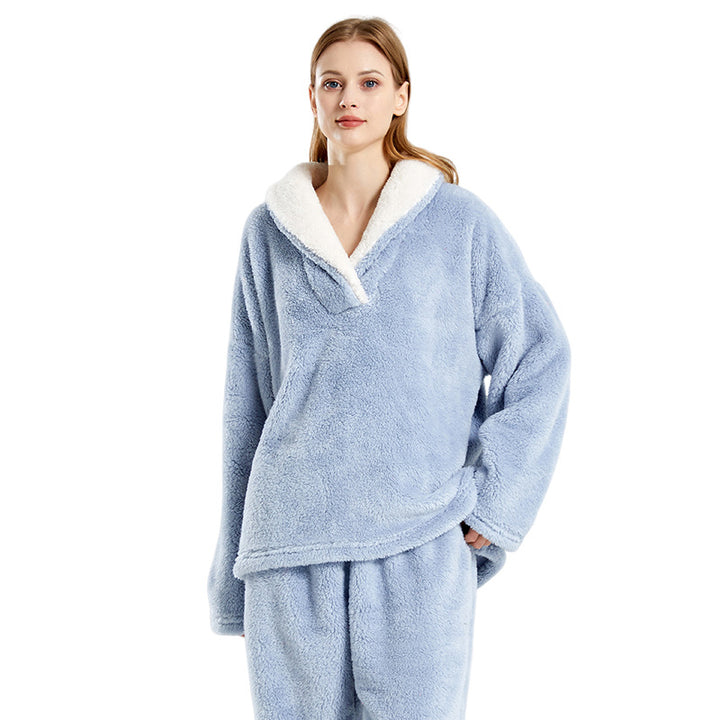 Damen-Schlafanzug-Set aus dickem, weichem Fleece